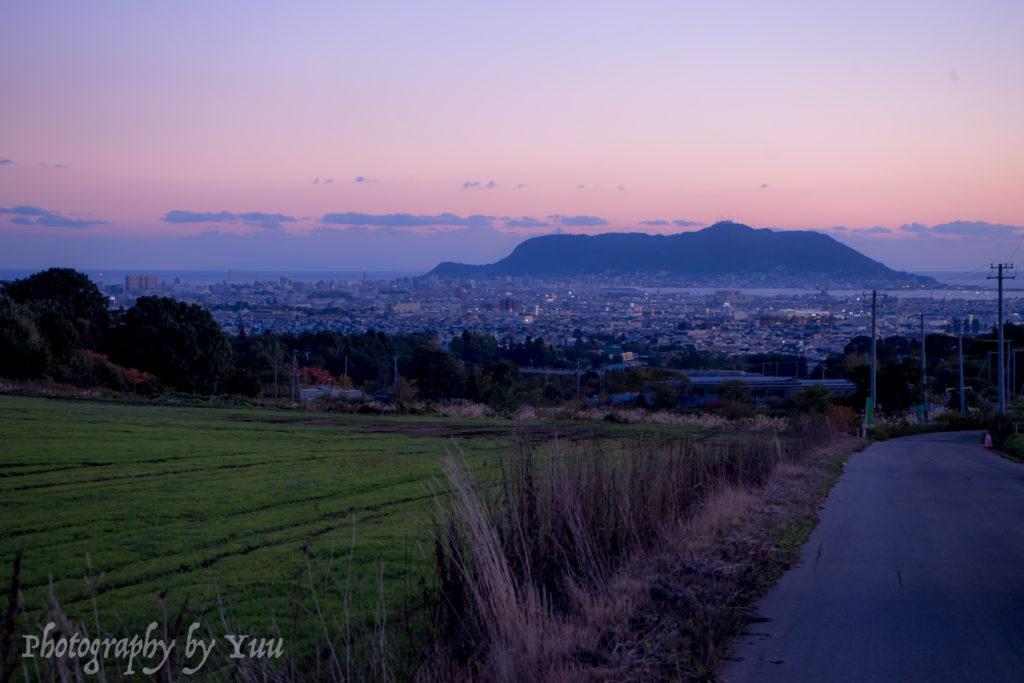 桔梗から函館山方面の夕日